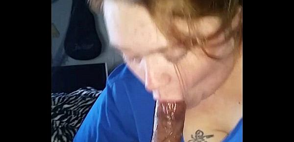  Redhead pale wife sucking big hard dick